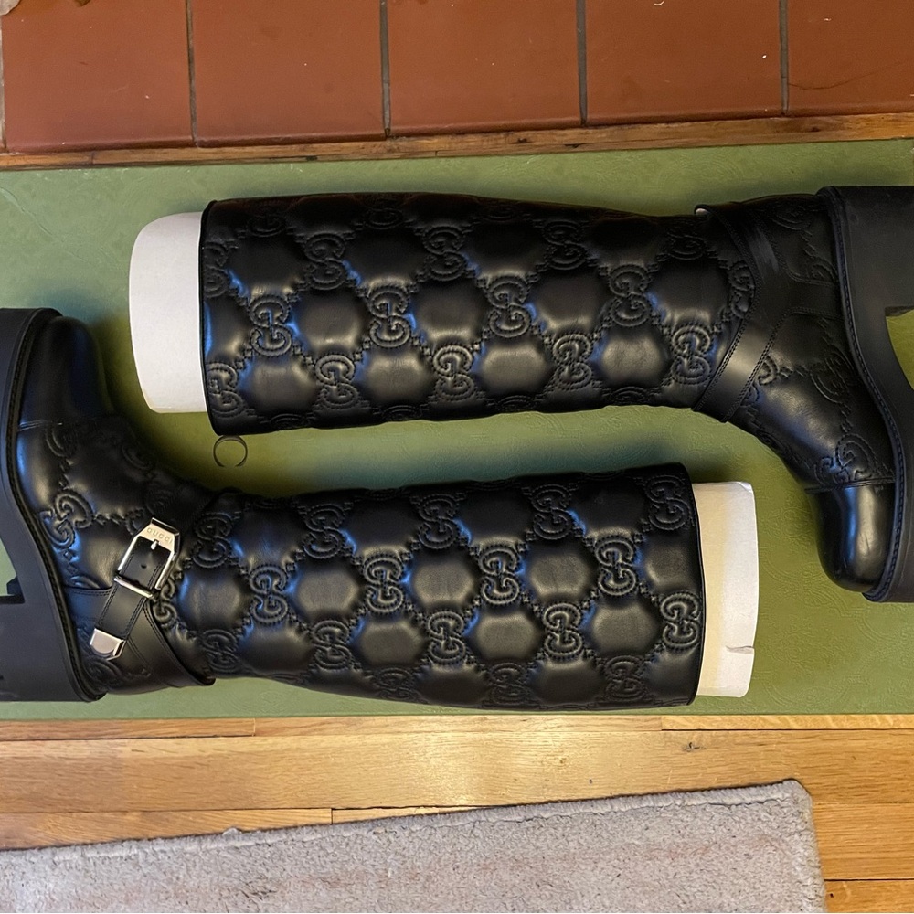 Gucci Black Quilted Leather Boots
